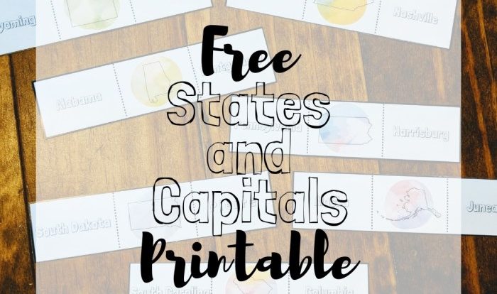 State and capital flashcards printable