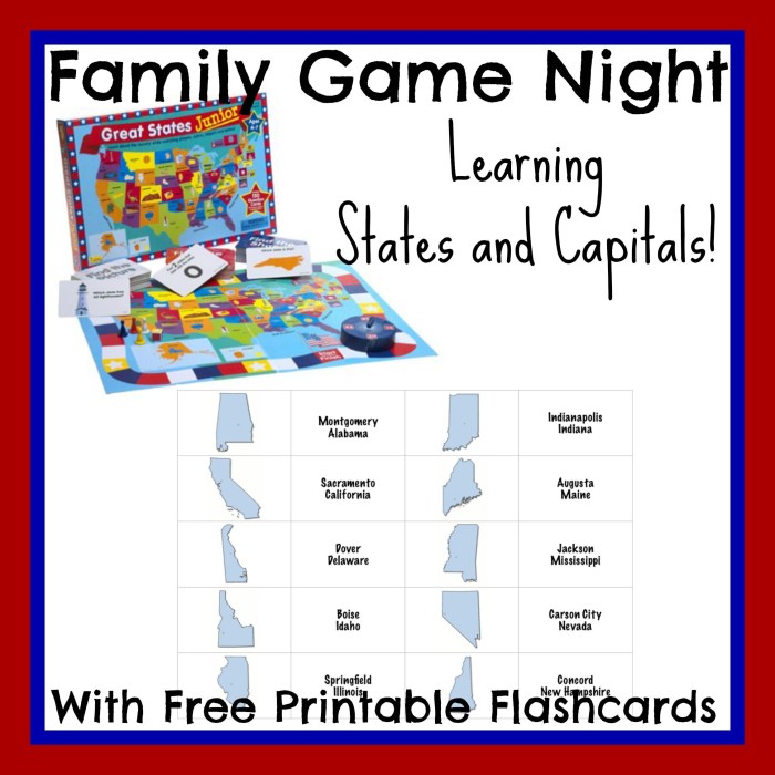 State and capital flashcards printable