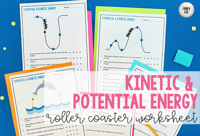 Potential and kinetic energy roller coaster worksheet answers