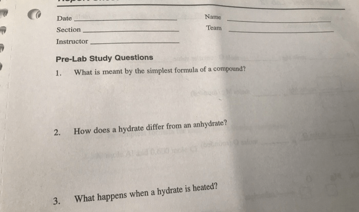 Moles and chemical formulas report sheet answers