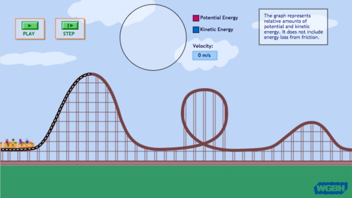 Potential and kinetic energy roller coaster worksheet answers